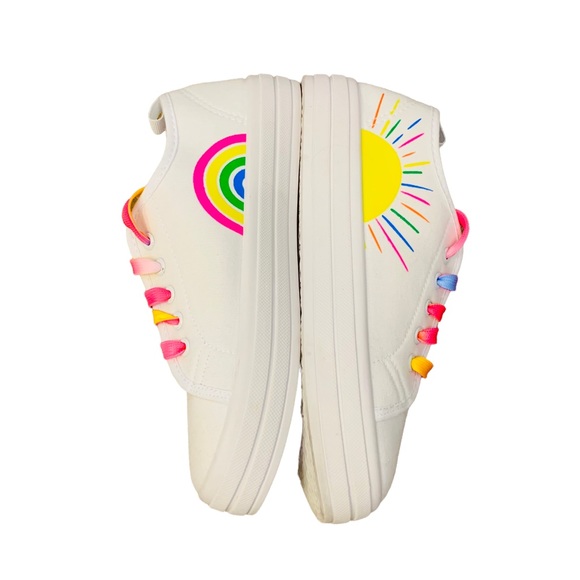 Rainbow Neon Lace Up Sneakers NEW - Picture 5 of 9